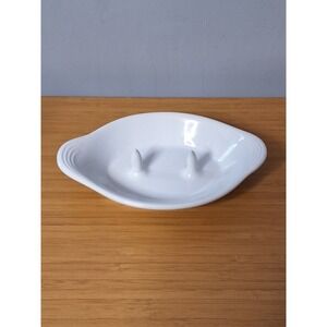 Bandwagon White Ceramic Baked Potato Serving Dish with Prongs 2005